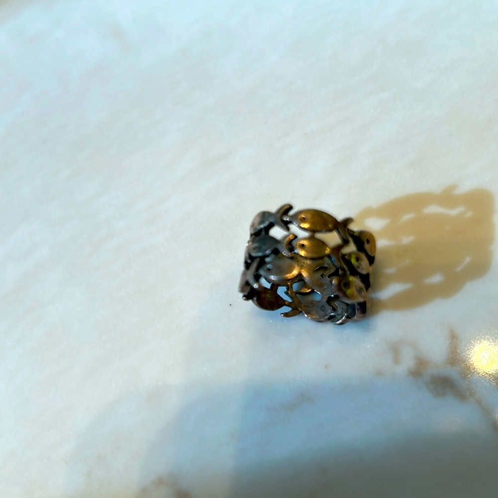 Sterling silver fish Jesus ring 3 layers size 6